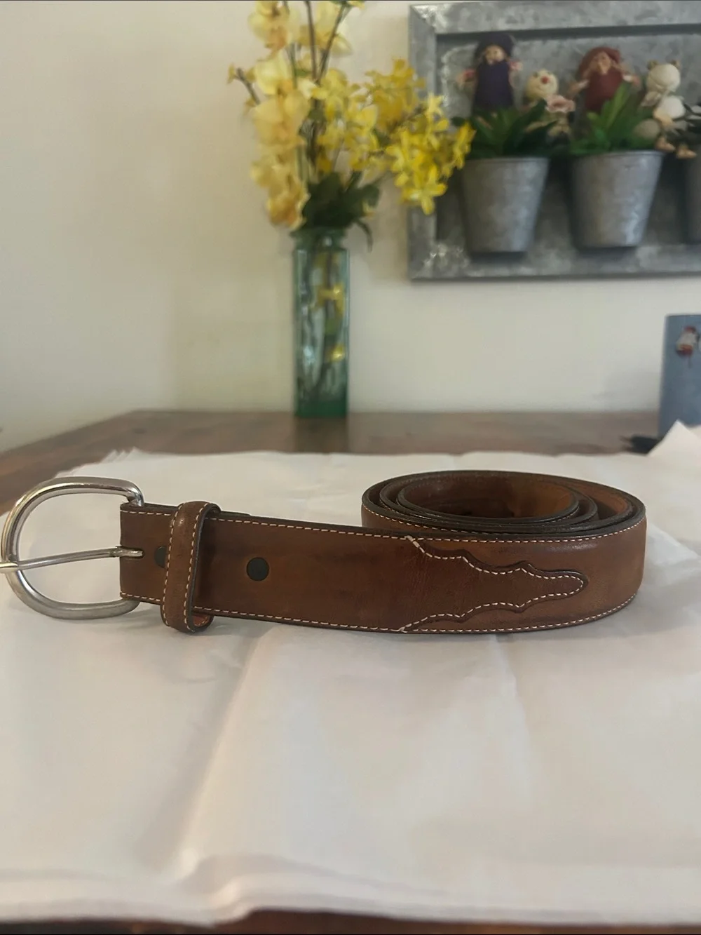 Silver Creek Classic Western Brown Leather Men Billet Overlay Silver D-Ring :40